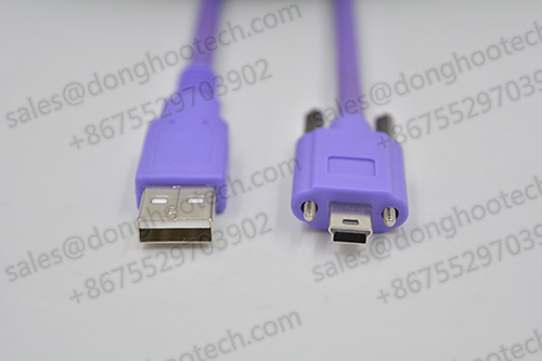 A to Mini B  Drag Chain Camera USB Cable , Full Shielded USB 2.0 cable In Violet Color 